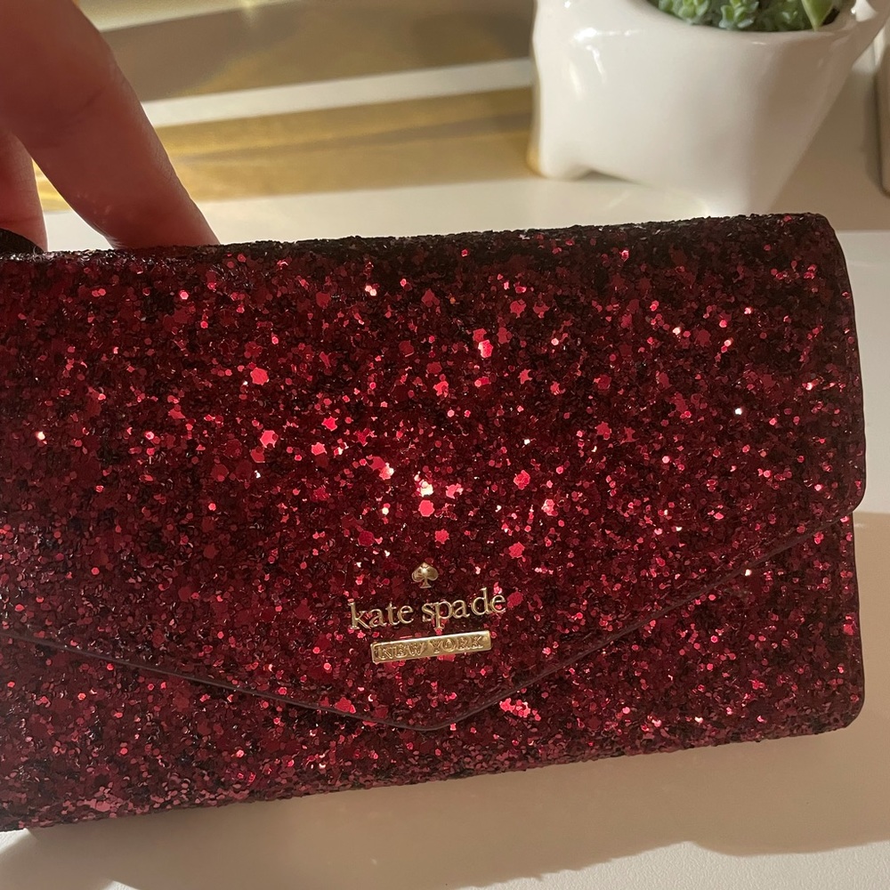 Kate Spade wristlet dark cherry glitter